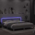 Estructura de cama cabecero y luces LED gris Sonoma 200x200