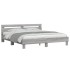 Estructura de cama cabecero y luces LED gris Sonoma 200x200