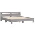 Estructura de cama cabecero y luces LED gris Sonoma 200x200