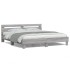 Estructura de cama cabecero y luces LED gris Sonoma 160x200