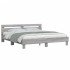 Estructura de cama cabecero y luces LED gris Sonoma 160x200