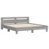 Estructura de cama cabecero y luces LED gris Sonoma 160x200