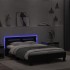 Estructura de cama con cabecero y luces LED negro 120x190