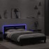 Estructura de cama con cabecero y luces LED negro 135x190