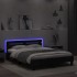 Estructura de cama con cabecero y luces LED negro 140x190