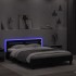 Estructura de cama con cabecero y luces LED negro 150x200