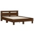 Cama con cabecero madera de ingeniería marrón roble 135x190