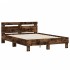 Cama con cabecero madera de ingeniería roble ahumado 135x190