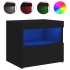 Mesitas de noche con luces LED 2 unidades negro 50x40x45