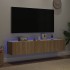 Muebles de TV de pared luces LED 2 uds roble Sonoma 80x35x31