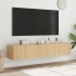 Muebles de TV de pared luces LED 2 uds roble Sonoma 80x35x31