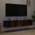 Muebles TV de pared luces LED 2 uds roble ahumado 80x35x31