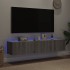 Muebles TV de pared con luces LED 2 uds gris Sonoma 80x35x31