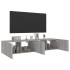 Muebles TV de pared con luces LED 2 uds gris Sonoma 80x35x31