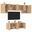 Muebles de TV de pared 6 pzas madera de ingeniería roble Sonoma