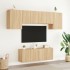 Muebles de TV de pared 6 pzas madera de ingeniería roble