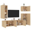 Muebles de TV de pared 5 pzas madera de ingeniería roble Sonoma