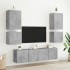 Muebles de TV de pared 6 pzas madera ingeniería gris