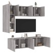 Muebles de TV de pared 5 pzas madera de ingeniería gris Sonoma