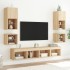 Muebles TV pared con LED 8 pzas madera ingeniería roble