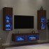 Muebles TV pared con LED 6 pzas madera ingeniería marrón