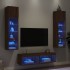 Muebles TV pared con LED 6 pzas madera ingeniería marrón