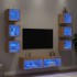 Muebles TV pared con LED 8 pzas madera ingeniería roble