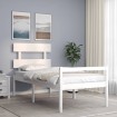 Cama para personas mayores con cabecero madera maciza blanco