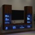 Muebles TV pared con LED 5 pzas madera ingeniería marrón