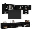 Muebles de TV de pared con LED 6 pzas madera ingeniería negro