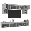 Muebles TV pared con LED 6 pzas madera ingeniería gris hormigón