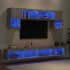 Muebles TV pared con LED 6 pzas madera ingeniería gris