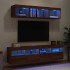 Muebles TV pared con LED 5 pzas madera ingeniería marrón