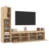 Muebles TV pared con LED 4 pzas madera ingeniería roble