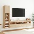 Muebles TV pared con LED 4 pzas madera ingeniería roble