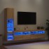 Muebles TV pared con LED 4 pzas madera ingeniería roble