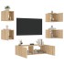 Muebles de TV de pared con luces LED 5 piezas roble