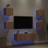 Muebles de TV de pared con luces LED 5 piezas roble