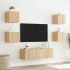 Muebles de TV de pared con luces LED 5 piezas roble