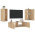 Muebles de TV de pared con luces LED 3 piezas roble