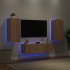 Muebles de TV de pared con luces LED 3 piezas roble