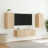 Muebles de TV de pared con luces LED 3 piezas roble