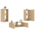 Muebles de TV de pared con luces LED 3 piezas roble