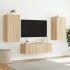 Muebles de TV de pared con luces LED 3 piezas roble