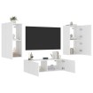 Muebles de TV de pared con luces LED 3 piezas blanco