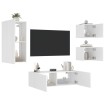 Muebles de TV de pared con luces LED 4 piezas blanco