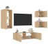 Muebles de TV de pared con luces LED 4 piezas roble