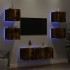 Muebles TV pared con LED 6 pzas madera ingeniería roble