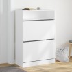 Mueble zapatero con 2 cajones abatibles blanco 80x34x116 cm