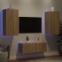 Muebles TV pared con LED 4 pzas madera ingeniería roble